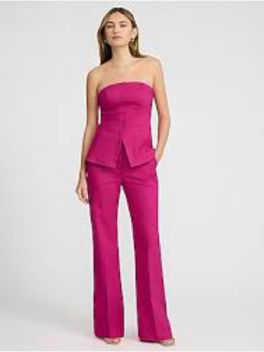 Express Strapless Wide-Leg Jumpsuit in Fuchsia